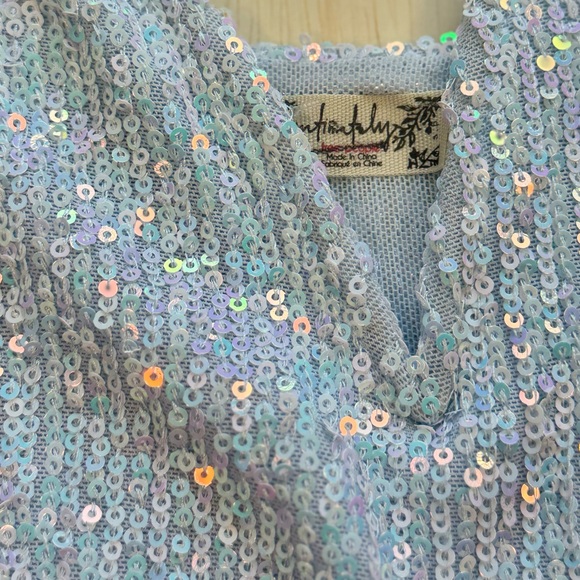 Free People intimately sparks fly baby blue iridescent sequin bodysuit size S - Picture 5 of 11